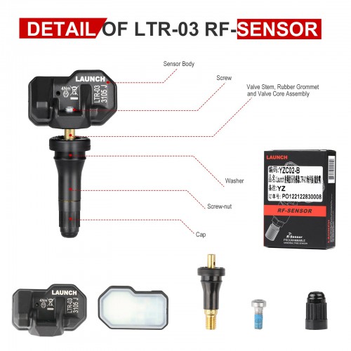 LAUNCH X431 i-TPMS TPMS Tire Pressure Detector with 4pcs Launch LTR-01 RF Sensor 315MHz & 433MHz 2 in 1(Metal Valves/ Rubber Values)