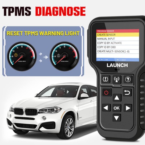 LAUNCH CRT5011E Newest TPMS Relearn Tool Support 315/ 433MHz TPMS Sensor, Read/Activate/Programming/Relearn/Reset/Key Fob Test