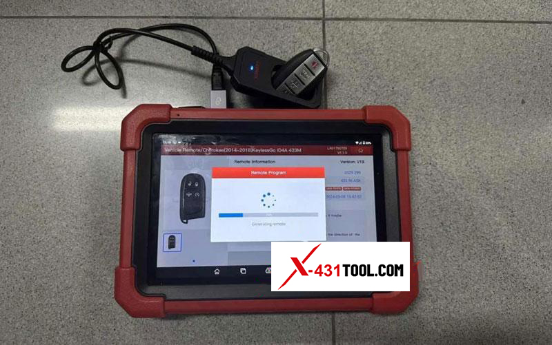 LAUNCH X431 IMMO Tool generates and programs 2018 Jeep Cherokee Key