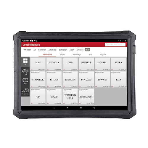 Launch X431 V+ 10.1inch Tablet with X431 HDIII HD3 Ultimate Heavy Duty Adapter Work for Both 12V & 24V Cars and Trucks