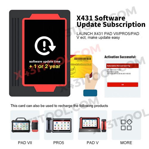 Two Years Update Service for Launch X431 IMMO Activation on PAD VII,PAD V,PRO5,PAD V ELITE,PRO ELITE
