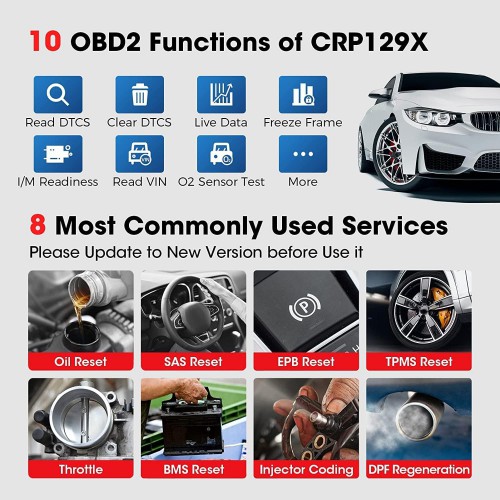 Original LAUNCH Creader CRP129X Car Diagnostic Tool for Engine/ Transmission/ ABS/ SRS with OIL/ EPB/ SAS/ TPMS/ Throttle Body Reset and AutoVIN