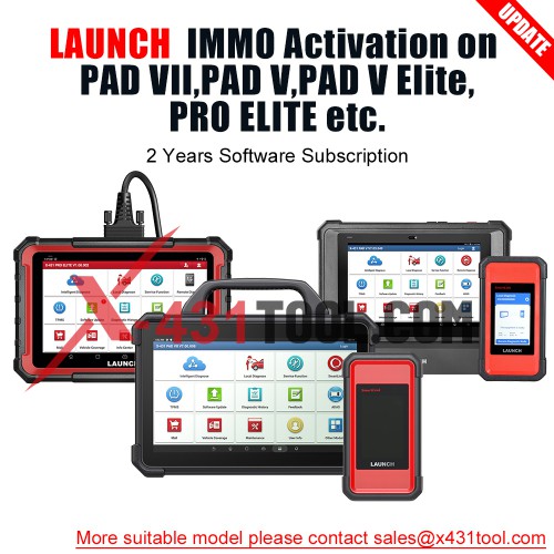 Two Years Update Service for Launch X431 IMMO Activation on PAD VII,PAD V,PRO5,PAD V ELITE,PRO ELITE