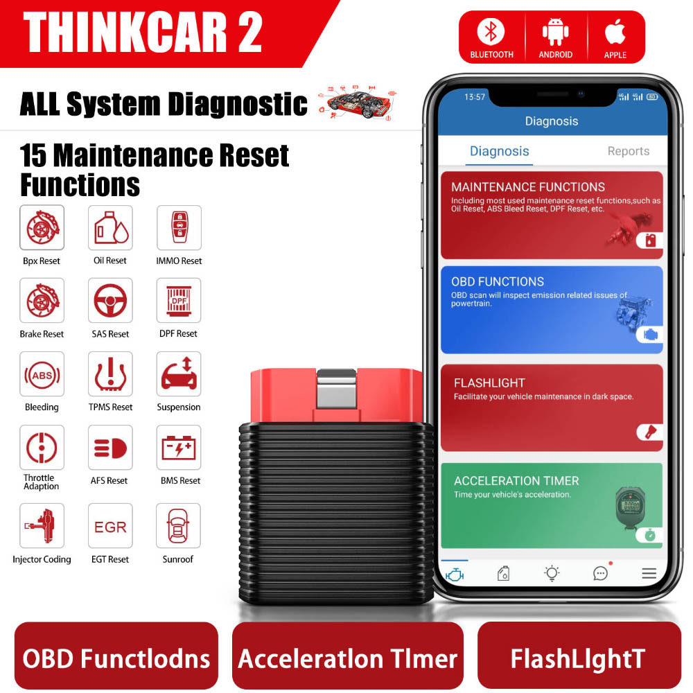Details about   THINKCAR Thinkdriver OBD2 Bluetooth for iOS Android Car Scanner OBD Code Reader 