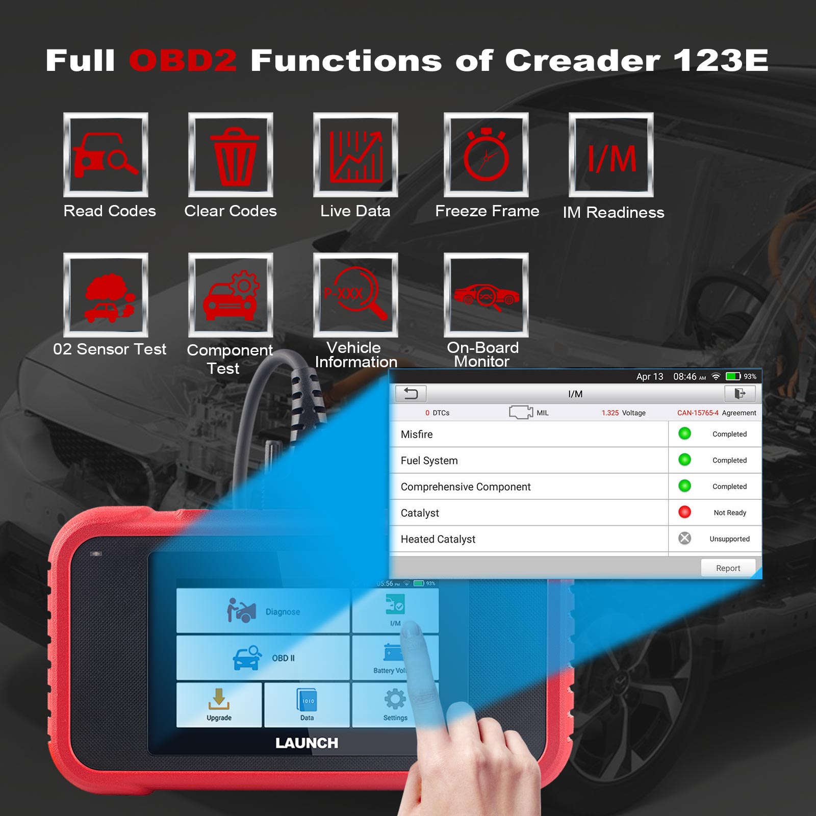 LAUNCH CRP123E Auto OBD2 Scanner Code Reader Engine AT ABS SRS Diagnostic  Tool
