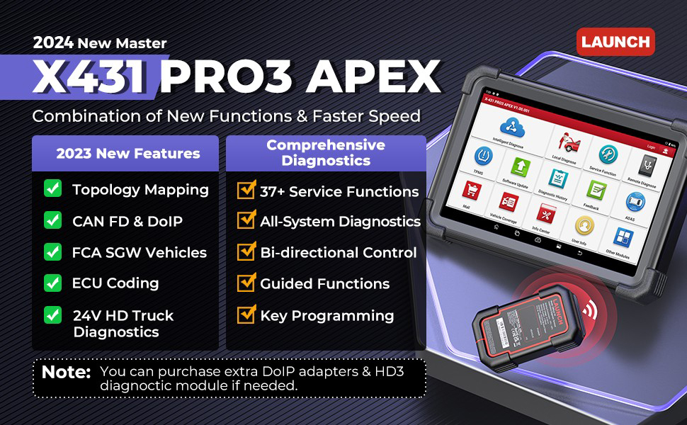 LAUNCH X431 PRO3 APEX functions