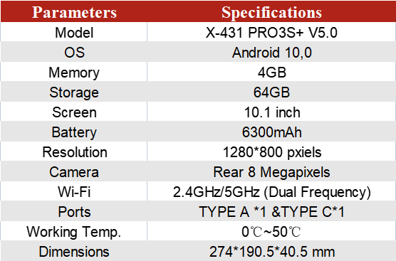LAUNCH X431 PRO3S+ V5.0 Specification